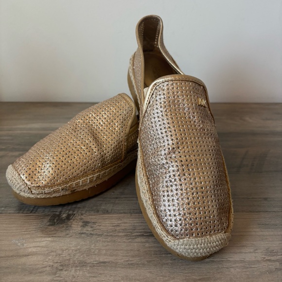Michael Kors Gold Glitter Espadrilles Flats Size 8.5 - Picture 1 of 14